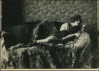 Muzio, Claudia. (1889–1936) Original Photograph reclining on a bed of furs!