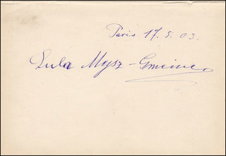 Mysz-Gmeiner, Lula. (1876-1948) Autograph Signature