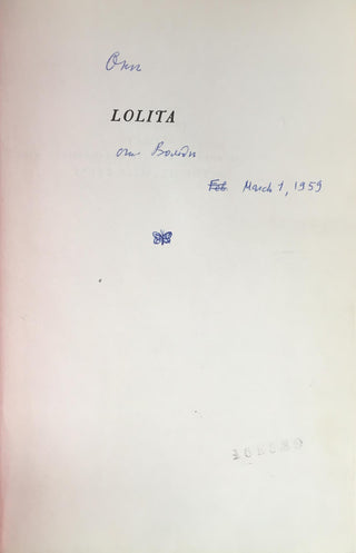 Nabokov, Vladimir. (1899-1977) Lolita - INSCRIBED BY THE AUTHOR TO HIS COUSIN