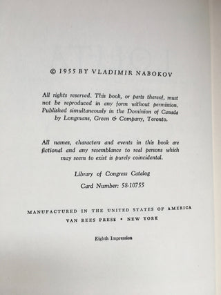 Nabokov, Vladimir. (1899-1977) Lolita - INSCRIBED BY THE AUTHOR TO HIS COUSIN