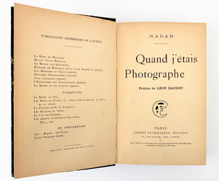 [Nadar] Gaspard-Félix Tournachon, "Nadar". (1820-1910) Quand J’Etais Photographe - INSCRIBED