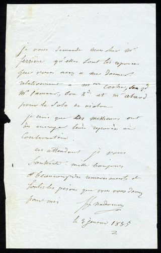 [Harp] Naderman, François Joseph. (1781-1835) Autograph Letter