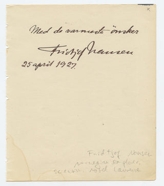 Nansen, Fridtjof. (1861–1930) Autograph Signature