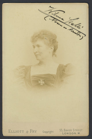 Neruda, Wilma. [Lady Hallé; Wilhelmine Maria Franziska Neruda] (1838–1911) Signed Photograph