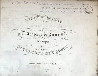 Neukomm, Sigismund. (1778-1858) Hochgesang von der Nacht von Lamartine. Op. 60 - INSCRIBED to the Director of the Koninklijk Harmonieorkest Sint Cecilia (Belgium)