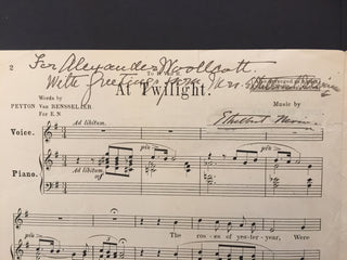 Nevin, Ethelbert. (1862–1901) [Woollcott, Alexander. (1887–1943)] "At Twilight" - Signed Sheet Music