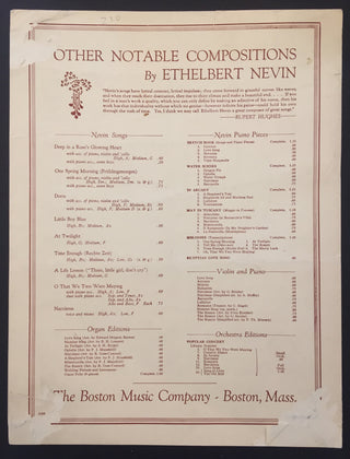 Nevin, Ethelbert. (1862–1901) [Woollcott, Alexander. (1887–1943)] "At Twilight" - Signed Sheet Music