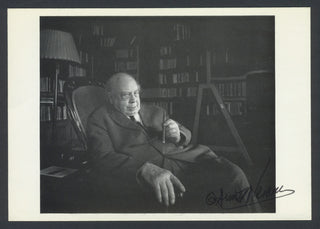 Newman, Arnold. (1918–2006) [Priestley, John Boynton. (1894–1984)] Signed Postcard Photograph of J. B. Priestley