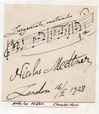 Medtner, Nikolai. (1880–1951) "Fairy Tale"  - Autograph Musical Quotation