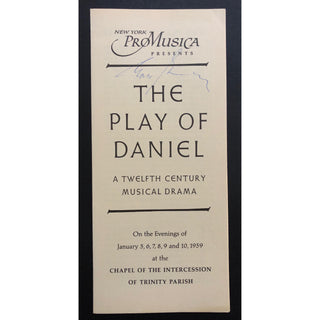 Greenberg, Noah. (1919–1966) "The Play of Daniel" - Signed Program