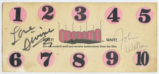 Divine [Milstead, Harris Glenn].  (1945–1988) & Waters, John. (b. 1946) Signed Scratch-and-sniff Odorama Card from "Polyester"