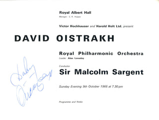 Oistrakh, David. (1908–1974) Signed 1966 Royal Albert Hall Program