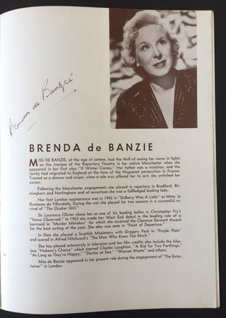 Olivier, Laurence. (1907–1989) & De Banzie, Brenda. (1909–1981) & Plowright, Joan. (b. 1929) & Donat, Peter. (1928–2018) & Archer, Jeri. (1917–1993) & Richardson, Tony. (1928–1991) "The Entertainer" - Signed Souvenir Program