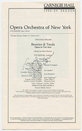 [Opera] Group of Signed Program Pages