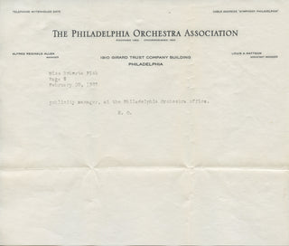 Ormandy, Eugene. (1899–1985) Autograph Letter Signed -"My experience with the Philadelphia Orchestra..."