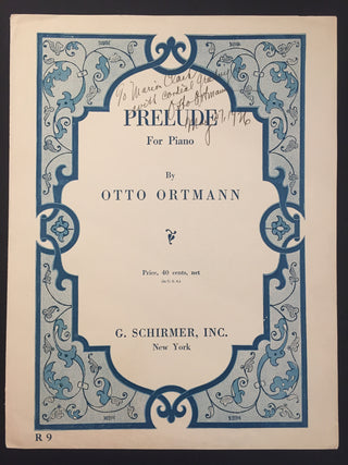 Ortmann, Otto. (1889–1979) Prelude for Piano - SIGNED