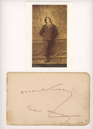 Wilde, Oscar. (1854–1900)  Autograph Signature from his 1882 "House Beautiful" Lecture in New Orleans