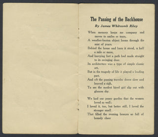 [Outhouse] Riley, James Whitcomb. (1849–1916) & McCay, Winsor. (1867–1934) "The Passing of the Old Backhouse" - Humorous Poem