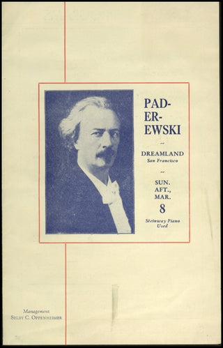 Paderewski, Ignace Jan. (1860-1941) 1931 Recital Program