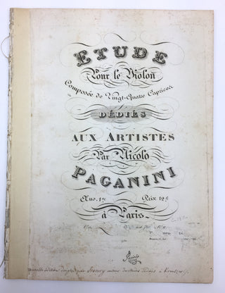 Paganini, Nicolò. (1782–1840) 24 Caprices, op. 1 - Group of Early Editions and Facsimile Manuscript Score