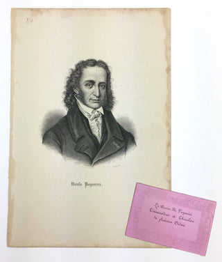 Paganini, Nicolò. (1782–1840) Paganini's Visiting Card, with an Engraved Portrait