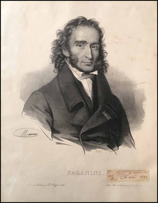 [Violinist] Paganini, Nicolò. (1782–1840) Signed Portrait Lithograph