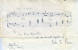 Paine, John Knowles. (1839 - 1906) Autograph Musical Quotation