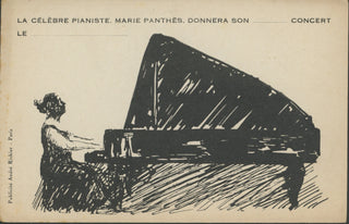 Panthès, Marie. (1871–1955) Portrait Postcard Concert Admission Ticket