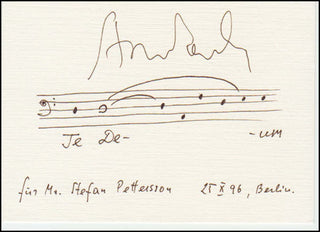 [20th Century Composer Musical Quotations] Pärt, Arvo. (b. 1935) "Te Deum"  - Autograph Musical Quotation