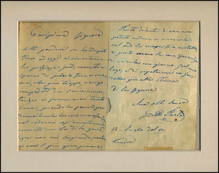 Pasta, Giuditta. (1797 - 1865) [Viardot, Pauline. (1821-1910)] Important Autograph Letter to Viardot, from the day of Pasta&apos;s final performance