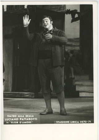 Pavarotti, Luciano. (1935–2007) Original Photograph in "L'elisir d'amore" at La Scala.