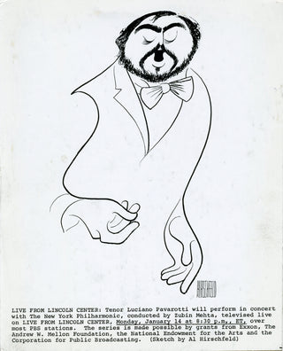 [Pavarotti, Luciano. (1935-2007)] Hirschfeld, Al. (1903-2003) Caricature Portrait