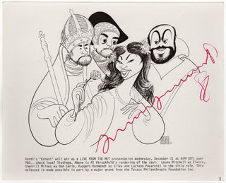 Pavarotti, Luciano. (1935–2007) [Hirschfeld, Al. (1903–2003)] Cast of "Ernani" - Signed Hirschfeld Caricature