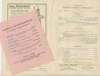 Pavlova, Anna. (1881–1931) Group of Programs