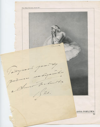 Pavlova, Anna. (1881–1931) Autograph Signature