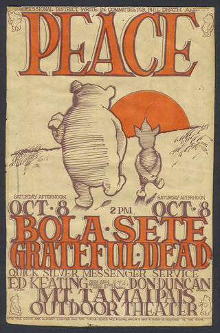 [The Grateful Dead. (1965–1995) & Sete, Bola. (1923–1987)] Mouse, Stanley. (b. 1940) & Kelley, Alton. (1940–2008) "Peace" - 1966 Piglet and Pooh Handbill