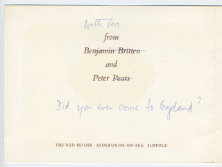 Pears, Peter. (1910–1986) Autograph Christmas Card