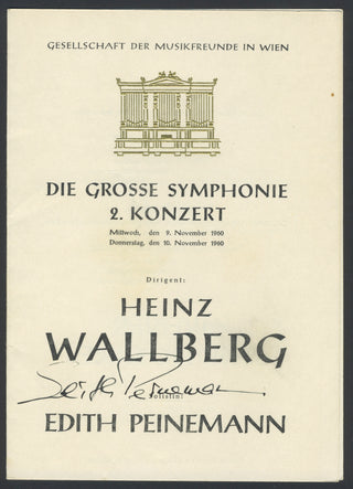 Peinemann, Edith. (b. 1937) Signed Program