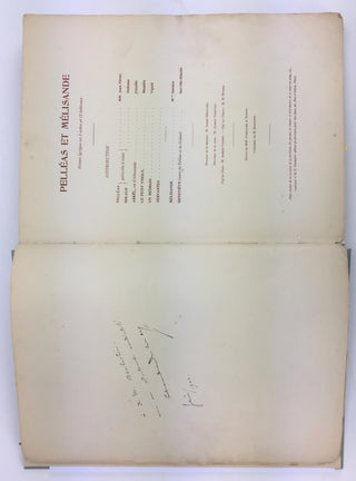 Debussy, Claude. (1862–1918) Pelléas et Mélisande. Drame lyrique en 5 actes et 12 tableaux de Maurice Maeterlinck [...]. Partition pour piano et chant. - Signed and Inscribed First Edition Score