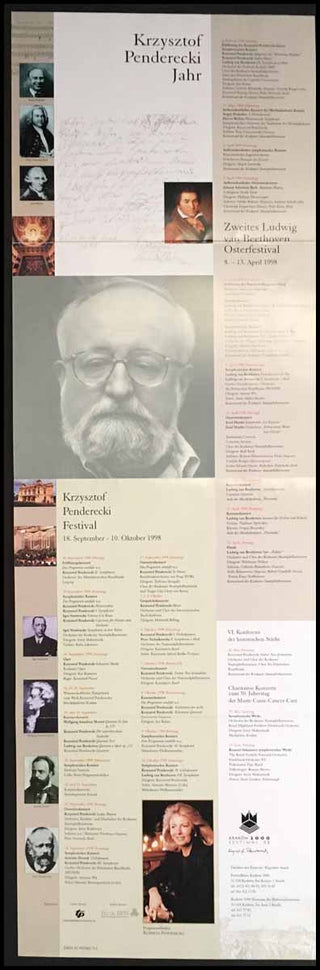 Penderecki, Krzysztof. (1933–2020) Colorful Signed Broadside Poster