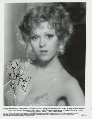 Peters, Bernadette. (b. 1948) Signed Photograph in "Pennies from Heaven"