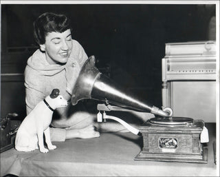 [Phonograph] Original Photograph of Woman Listening to Phonograph