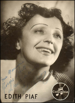 [Jazz & Song] Piaf, Edith. (1915–1963) Beautiful Signed Photograph of "The Sparrow."