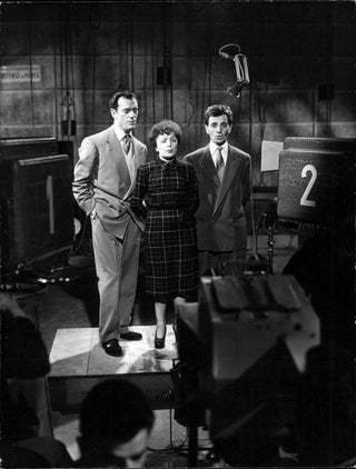 Piaf, Edith. (1915–1963) & Aznavour, Charles. (1924–2018) & Constantine, Eddie. (1917–1993) Original Press Photograph