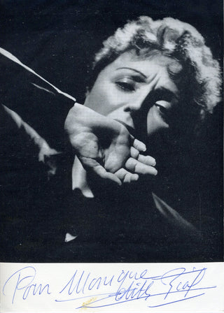 Piaf, Edith. (1915–1963) Autograph Signature with Mounted Photograph