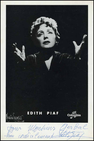 [Jazz & Song] Piaf, Edith. (1915–1963) Signed Disques Columbia Photograph