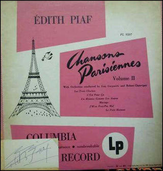 Piaf, Edith. (1915–1963) Autograph Signature with LP