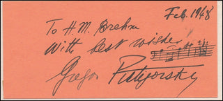 Piatigorsky, Gregor. (1903–1976) Autograph Musical Quotation