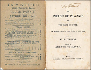 Gilbert, W.S. (1836-1911) The Pirates of Penzance - SIGNED Libretto