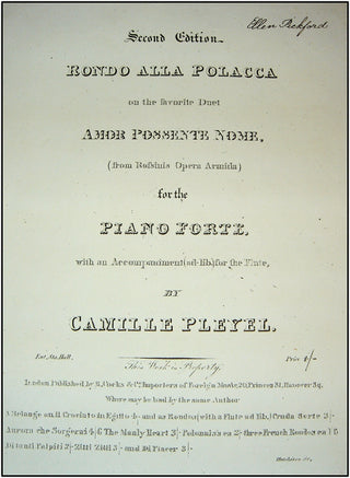 Pleyel, Camille. (1788-1855) Rondo Alla Polacca on the favorite Duet Amor Possente Nome (from Rossinis Opera Armida) for the Piano Forte.